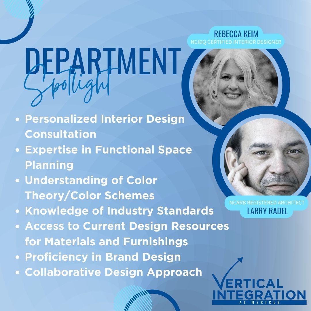 Welcome to the Department Spotlight series! First to enter the spotlight is our Design team. The Design team consists of licensed architects and experienced design professionals that work with tenants to customize their Mericle space to their exact needs. Read more about our team here!