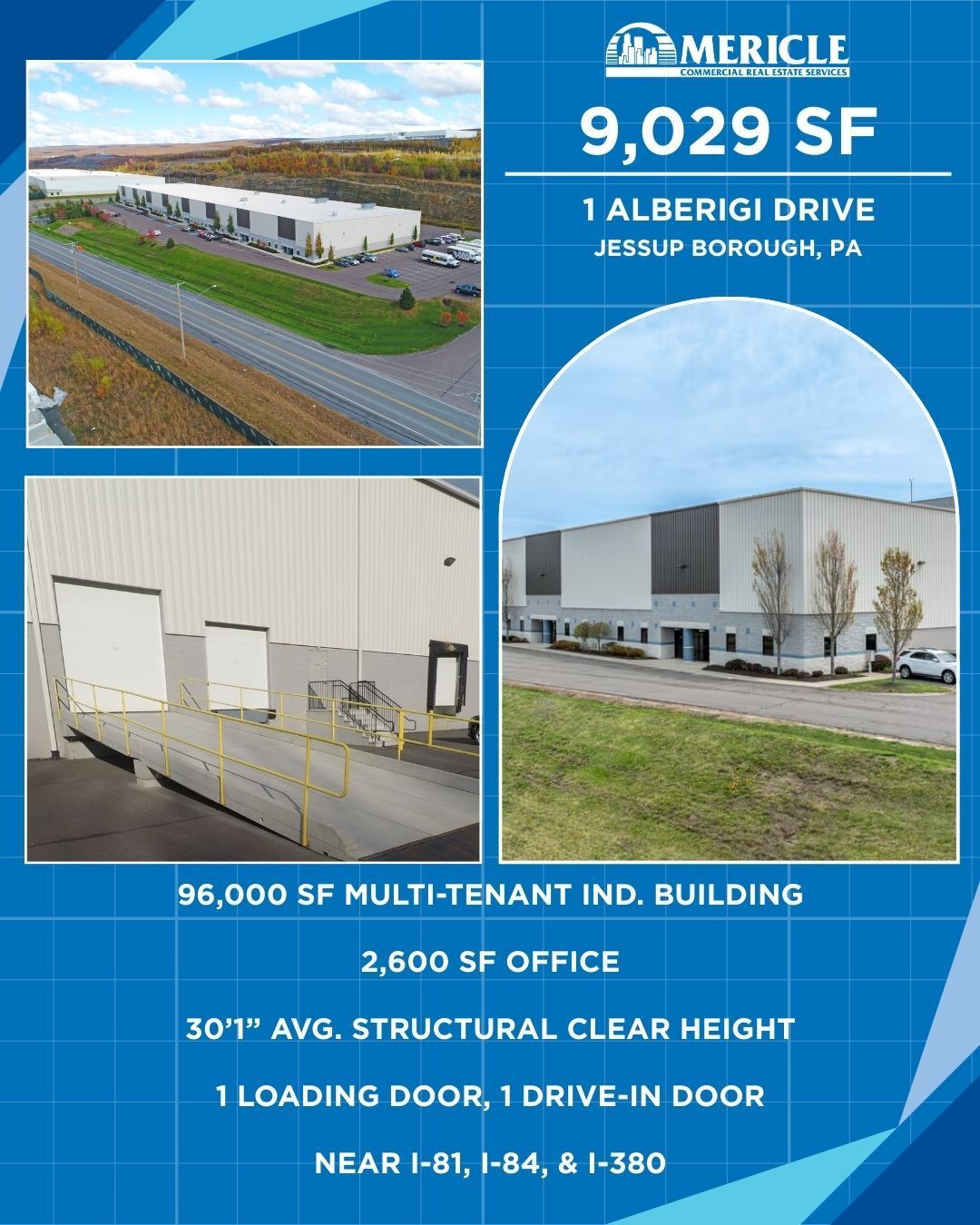 Mericle has industrial spaces available! Visit mericlereadytogo.com or call 570.823.1100 to learn more.