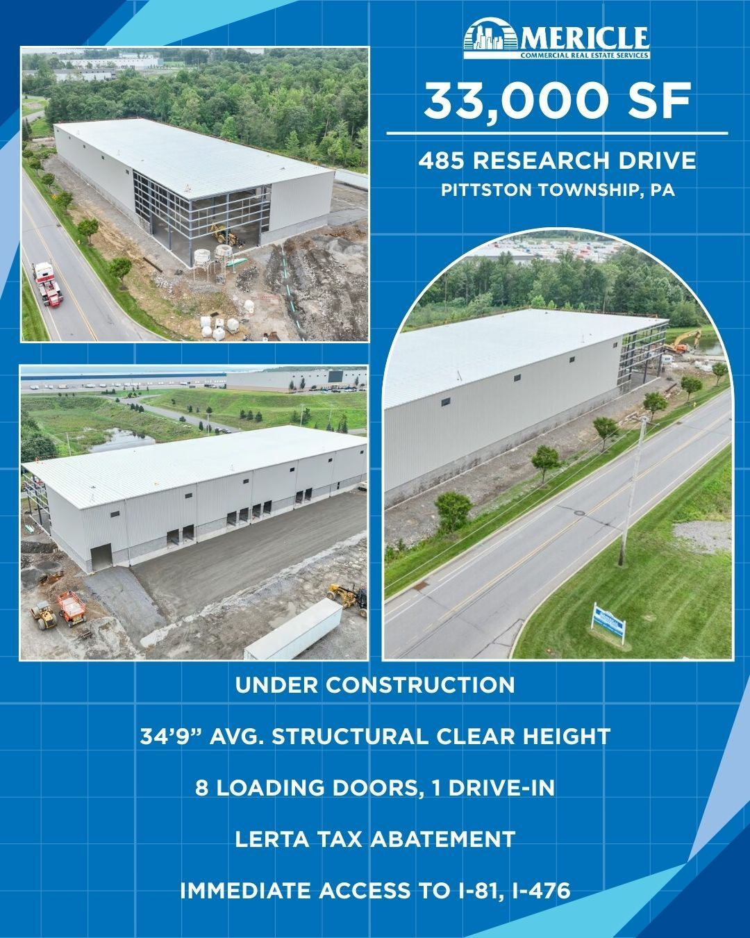 Mericle has industrial spaces available! Visit mericlereadytogo.com or call 570.823.1100 to learn more.