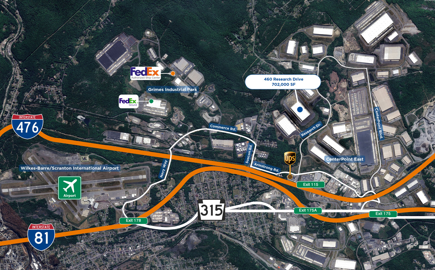 Interstate Access from 460-480 Research Drive in CenterPoint East