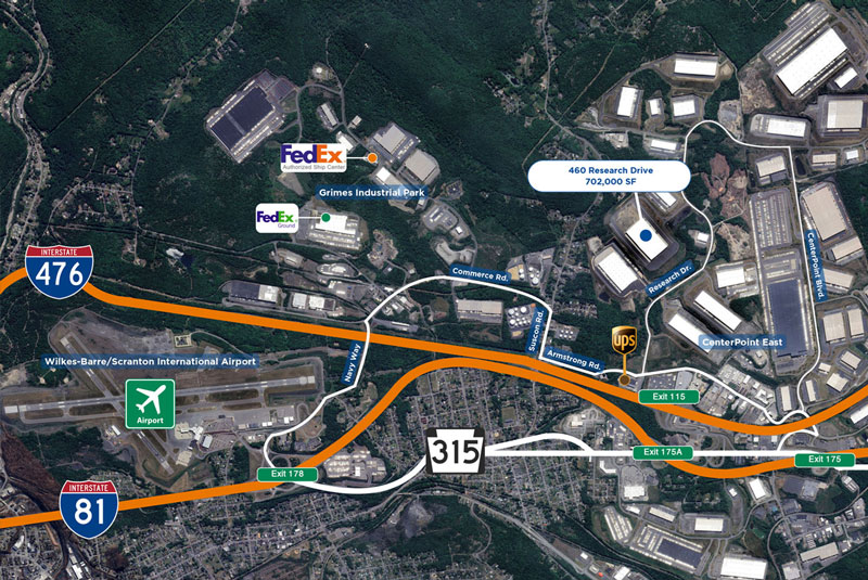 Interstate Access from 460-480 Research Drive in CenterPoint East